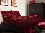 Red bedding set in Poland